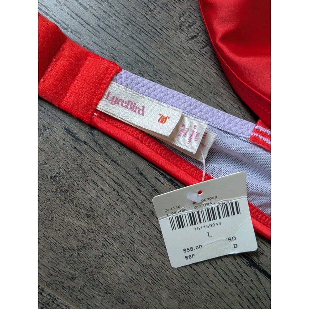 Anthropologie LyreBird Satin Mesh Triangle Bra & Panty Bikini Lingerie Set M/L - Picture 8 of 15
